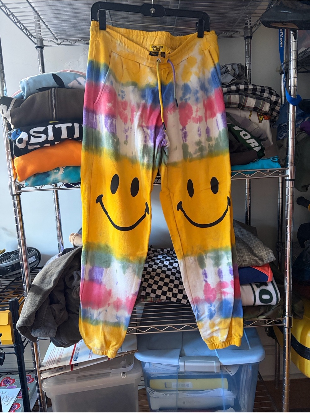 Smiley Tie-Dye Yellow Graphic Sweatpants